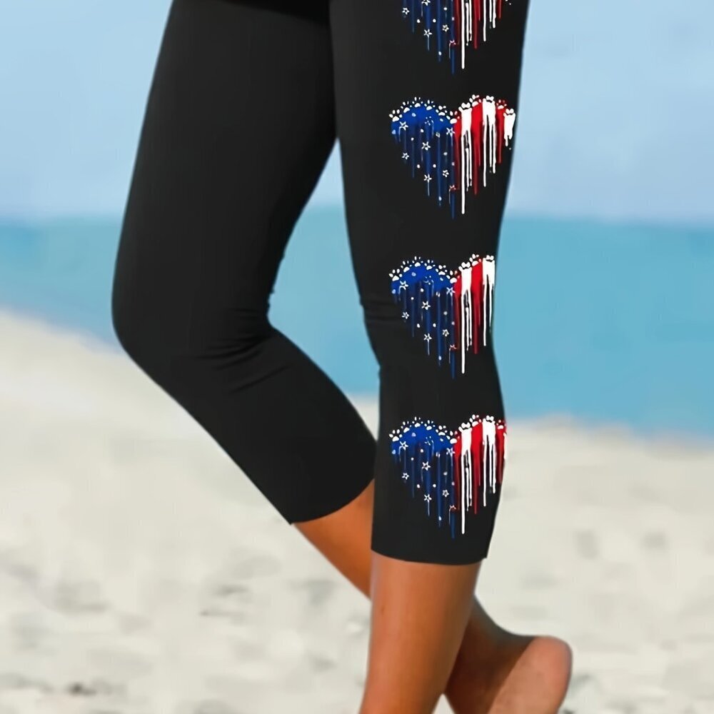 Travel Passions - Plus Size Heart Print Skinny Leggings